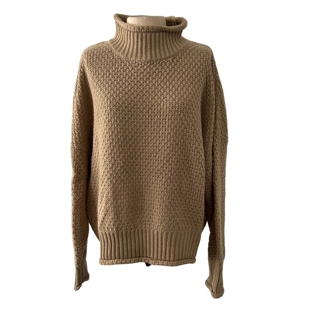 Oversized Mock Neck Tan Sweater Size XS